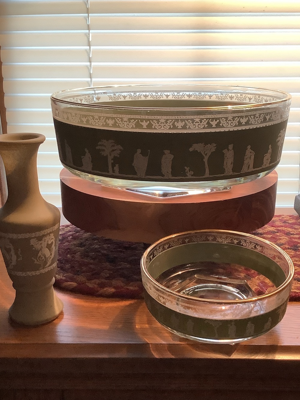 Jeanette Glass “Hellenic” Wedgwood-Style Glass Bowls and Vase